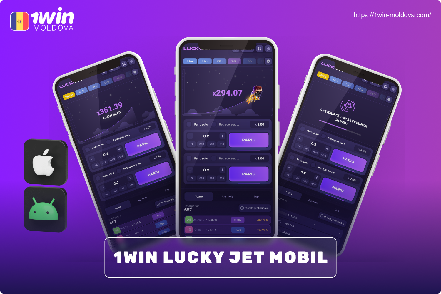 Pentru pasionații de jocuri mobile din Moldova, există aplicația mobilă 1win Lucky Jet